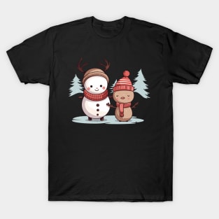 Christmas Cartoon Characters: Snowman as Reindeer & Reindeer as Snowman T-Shirt